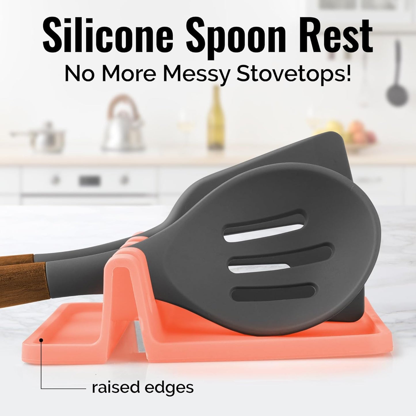 Zulay Kitchen Spoon Rest for Multiple Utensils High Heat-Resistant Silicone Drip Pad, BPA-Free Spoon Holder for Stove Top, Kitchen Gadget Holder for Ladles, Tongs, Cooking Spatula - Makes Great Gift