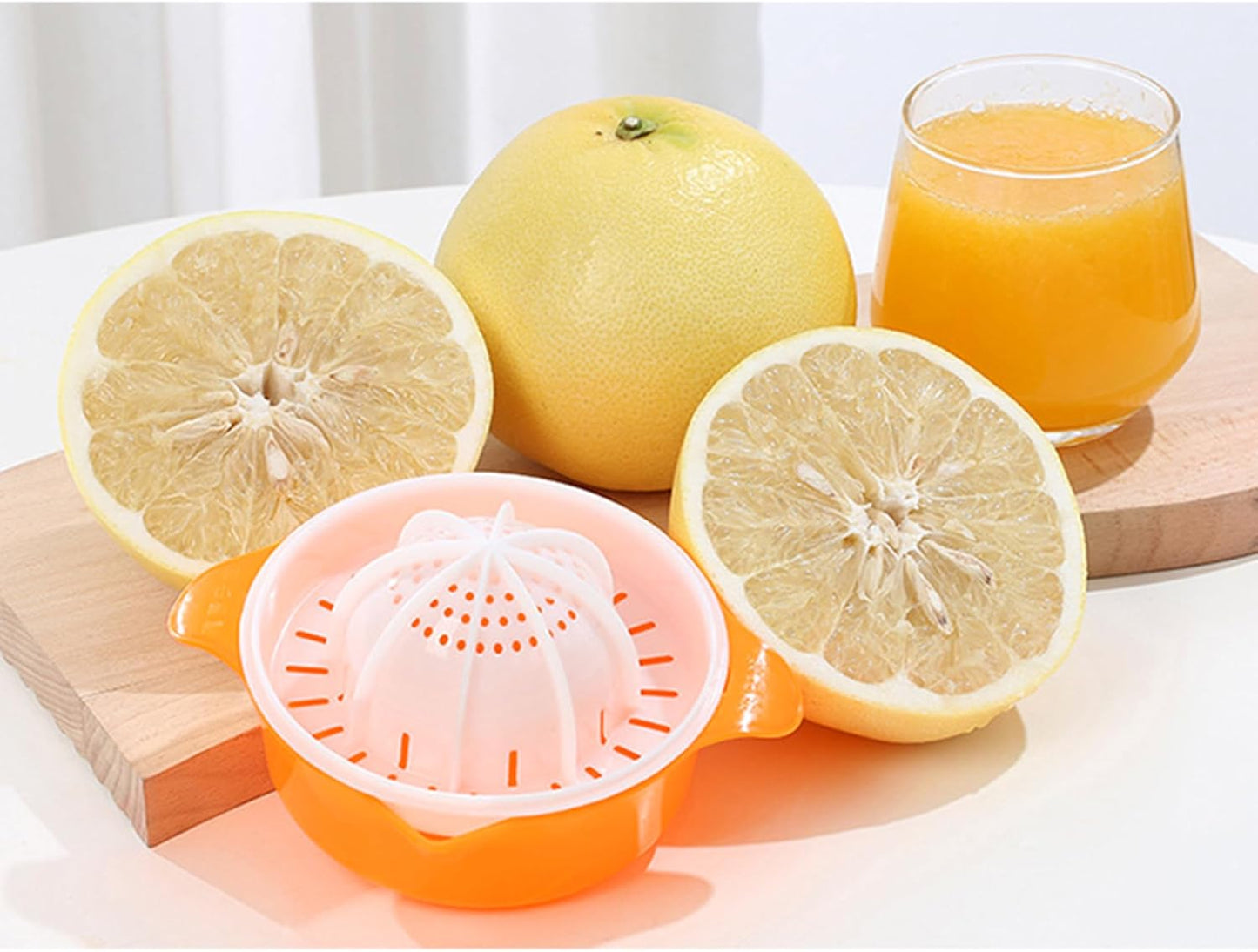 Citrus Orange Juicer, Lemon Manual Hand Squeezer Lime Press Anti-Slip Lid Rotation Reamer with Strainer and Container…
