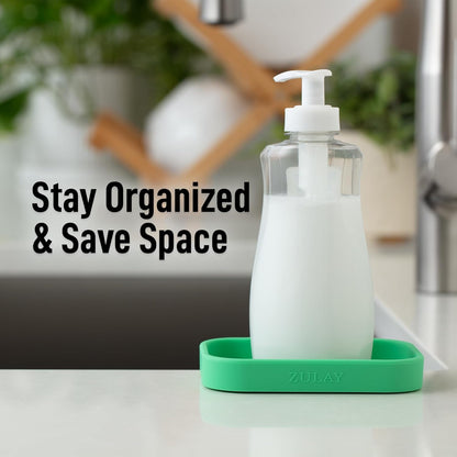 Zulay Kitchen (9x3.5in Sponge Holder for Kitchen Sink - Flexible Heavy-duty Multipurpose Sink Caddy - Counter Organizer for Kitchen, Bathroom, Makeup, Trinkets & More! (Grey)