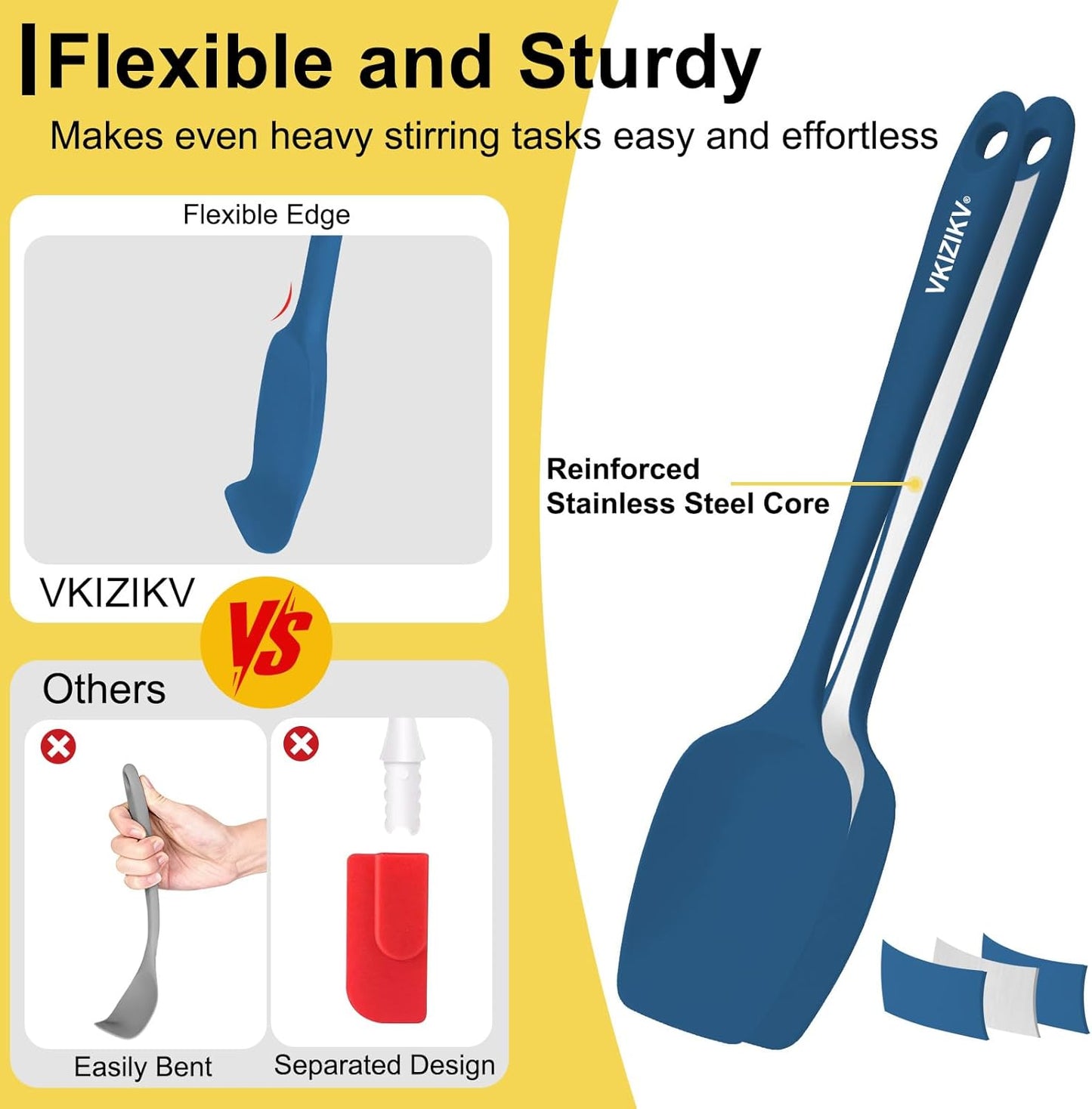 4 Pcs Silicone Spoon Spatula Set, 11.4 In, Food Grade Rubber Spatulas for Cooking, Baking, Mixing, 600°F Heat Resistant, Nonstick and Flexible Kitchen Utensils, Seamless Spoonula (Black)