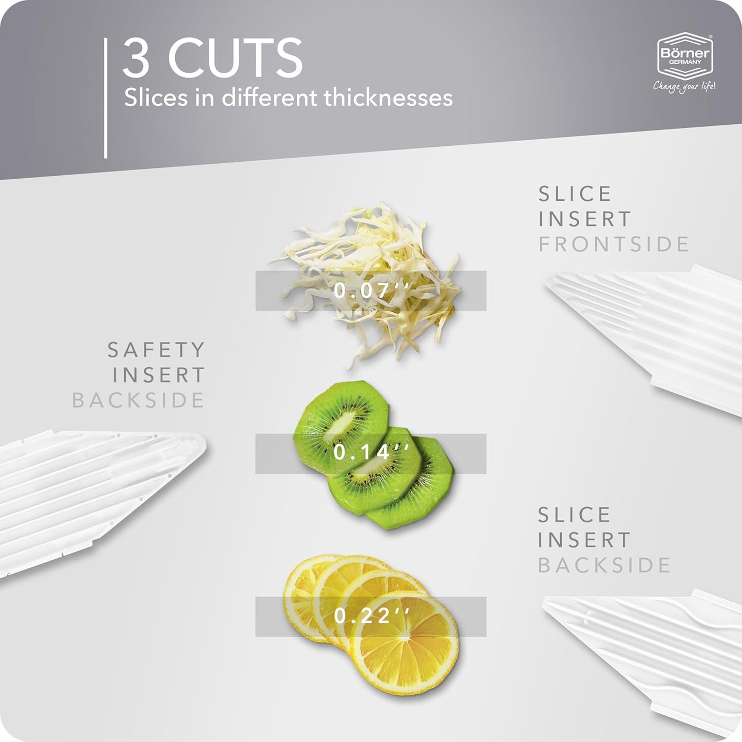 BORNER V Mandoline Slicer Kitchen V1 ClassicLine Starter Set | Vegetable Grater Börner - Quality Made in Germany, Color:Orange