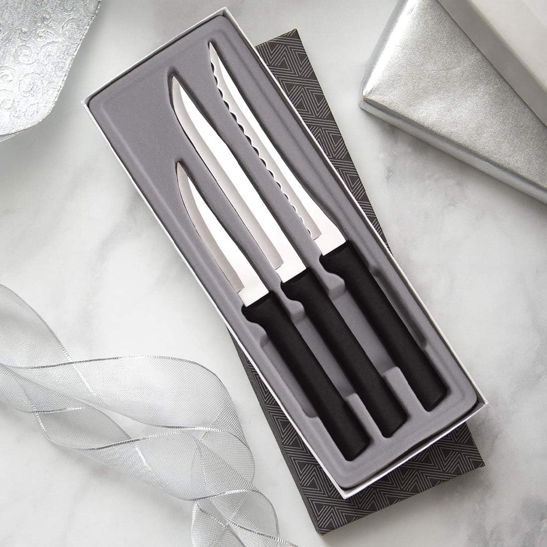 Rada Cutlery Cooking Essentials Gift Set (S49), 3-Piece Knife Set, Stainless Steel Blades, Silver Handle
