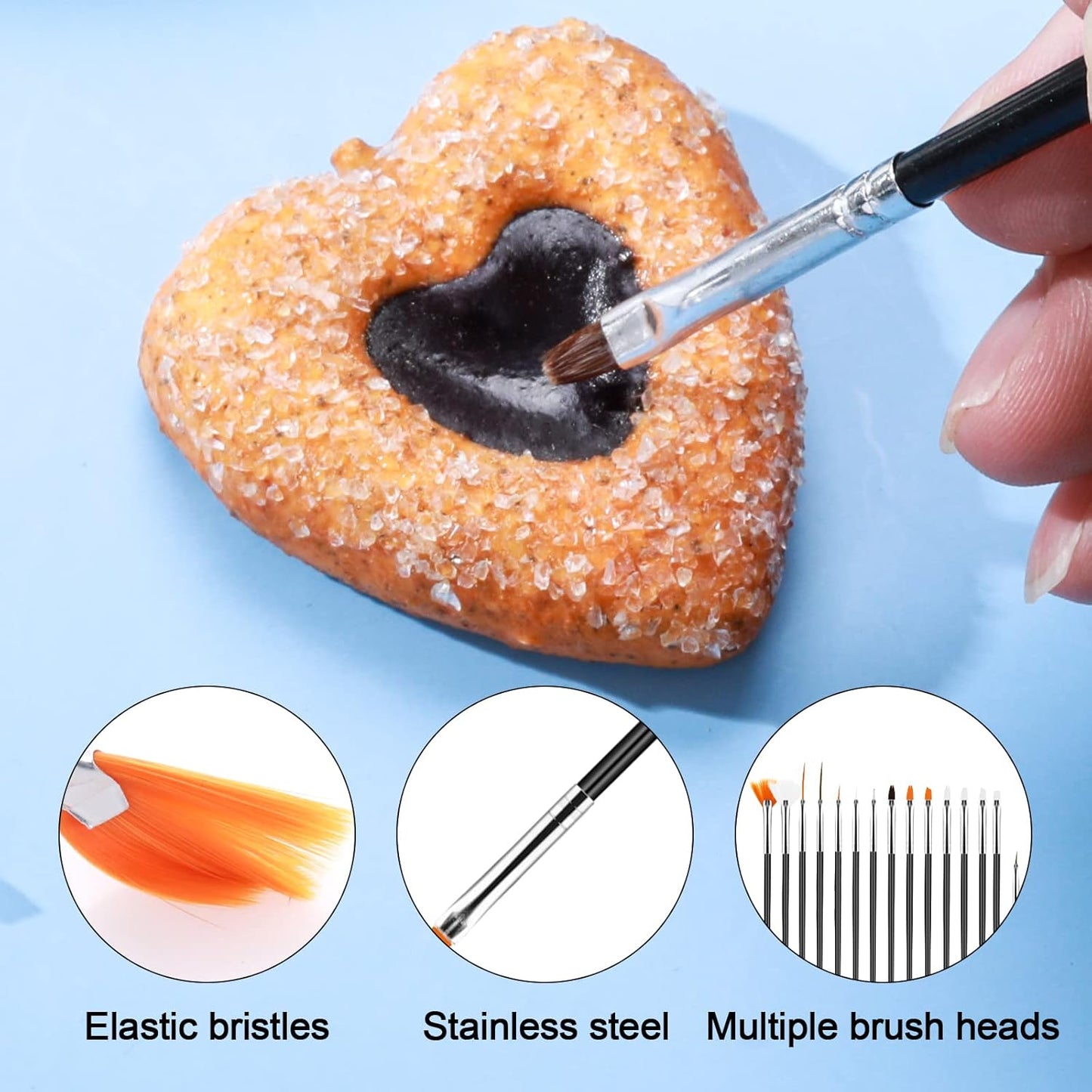 15pcs Cake Painting Brushes, Cake Decorating Brushes Kit, Food Paint Brush Tools, Fondant Sugar Cookie Painting Brushes Supplies for Cake Decoration (White)