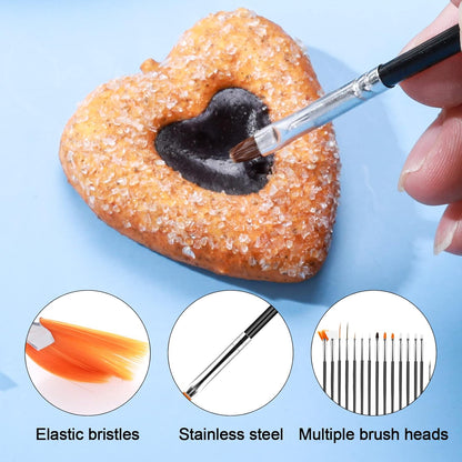 15pcs Cake Painting Brushes, Cake Decorating Brushes Kit, Food Paint Brush Tools, Fondant Sugar Cookie Painting Brushes Supplies for Cake Decoration (White)