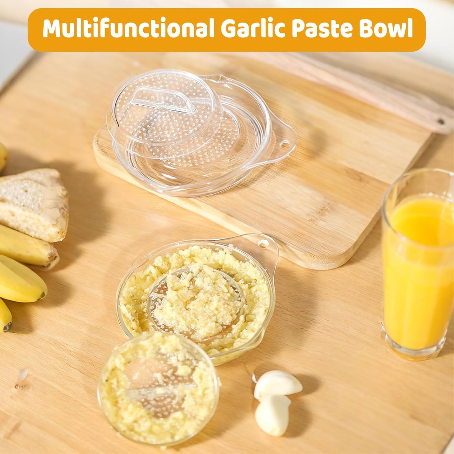 Garlic Plate,2 Pack Garlic Grater Plate, Grating Plate, Ginger, Transparent Color