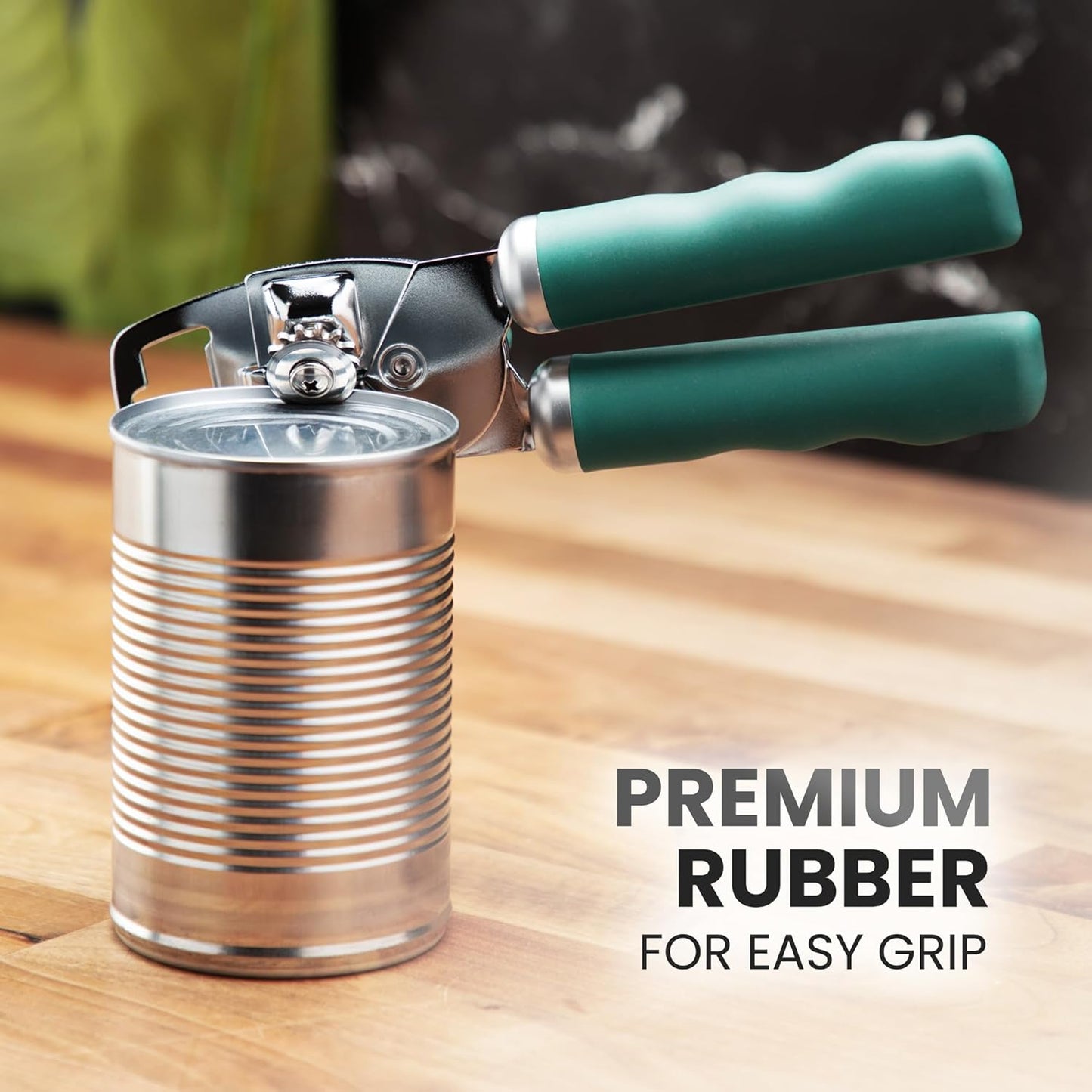 Zulay Kitchen Heavy Duty Stainless Steel Can Opener Manual with Bottle Opener - Rust Proof Manual Can Opener With Turn Knob & Comfy Soft Grip Handles - Black - Colors B