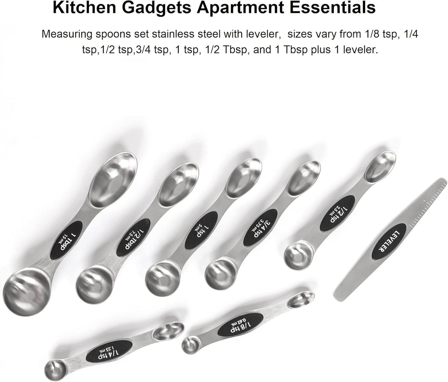 Magnetic Measuring Spoons Set Stainless Steel with Leveler, 8pcs Multicolors Measuring Cups Set for Baking, Measuring Cups and Spoon Set Kitchen Gadgets Apartment Essentials Fits in Spice Jars