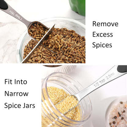 Magnetic Measuring Spoons Set Includes 7 Stainless Steel Magnetic Measuring Spoons,Nesting Measuring Spoon Teaspoon with Leveler for Dry or Liquid Ingredients (8, Colorful)