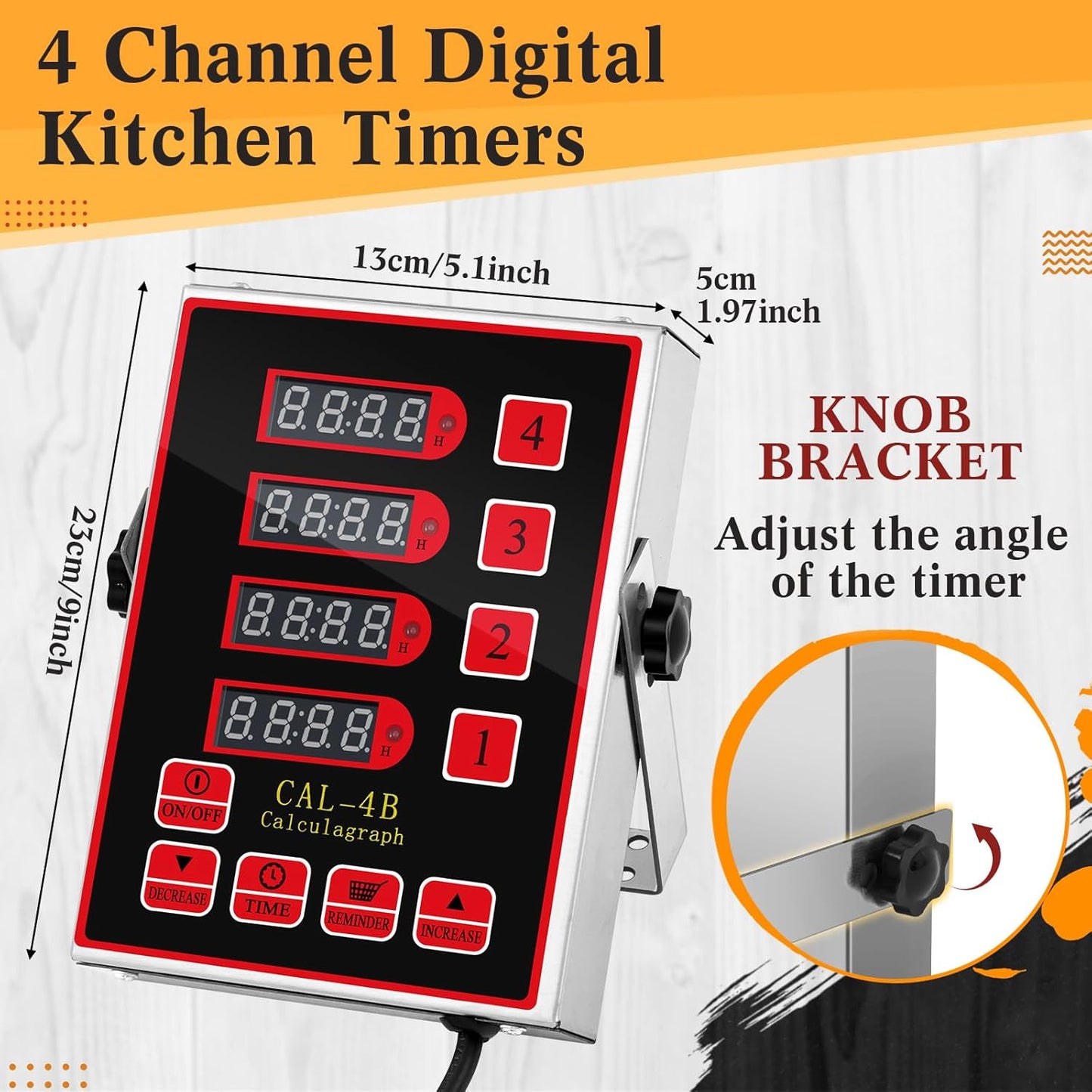 Relaxweex 1 Pack Commercial 8 Channel Digital Kitchen Timer, Multi-Countdown Timer with Loud Alarm & Large LCD Display, Wall Mount or Countertop for Restaurant, Fry Station, Baking & Lab Use