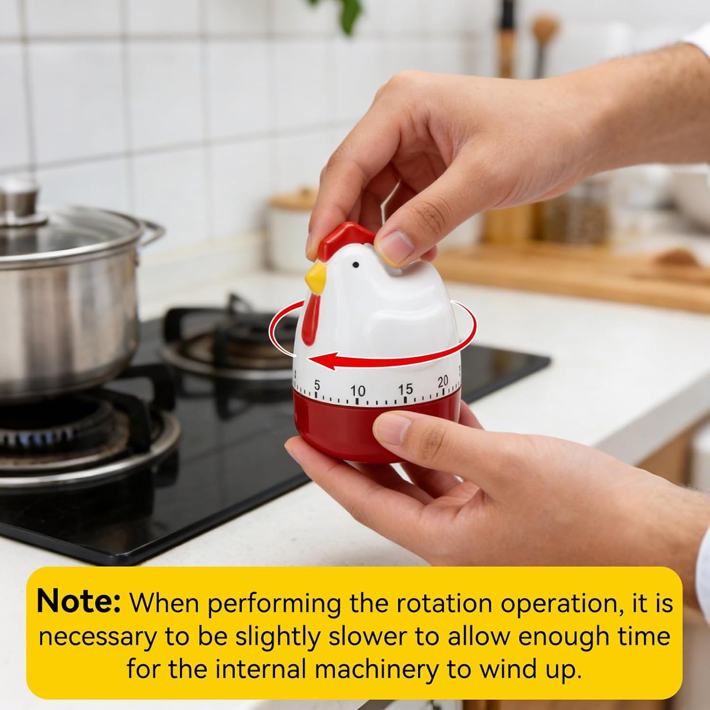 Cute Kitchen Timer, Mechanical Chicken Egg Timer 60 Minute Loud Alarm Manual Wind up Timer for Cooking Baking, Cute Animal for Classroom Home Kitchen, 2.5x3.2 Inch