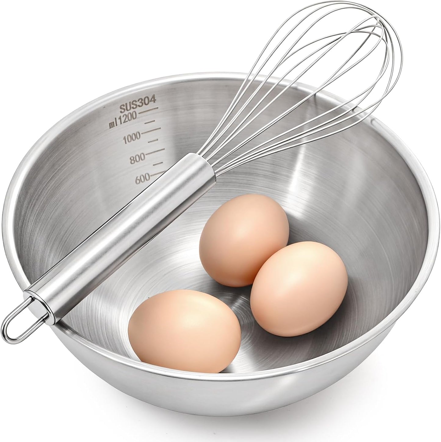 TOPZEA Stainless Steel Mixing Bowls Set of 3, Nesting Metal Kitchen Bowls with Measurement Mark, Small Meal Prep & Food Storage Bowl for Baking, Cooking, Dishwasher & Freezer Safe (0.74, 1.3, 1.9 Qt)
