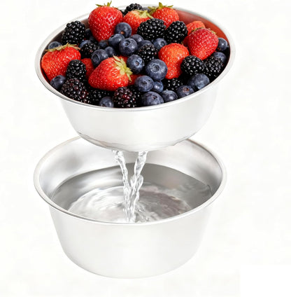 2 Set Berry Baskets,316 Stainless Steel Strainer Set,Fruit Washing Bowl with Strainer,Small Metal Colander for Berries, Strawberry, Grape, Cherry, Dishwasher Safe