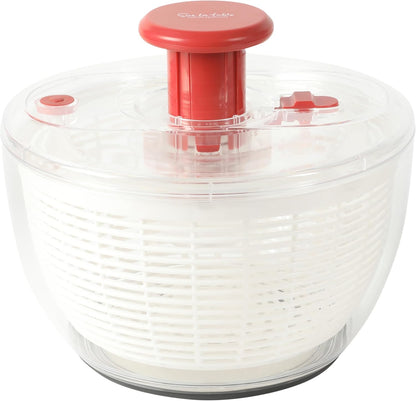 Sur La Table Kitchen Essential 6.3 Qt Salad Spinner, Fruit Wahser, Fruit Washing Bowl with Strainer, Vegertable Cleaner, Salad Cleaner, Lettuce Washer - Juniper Green