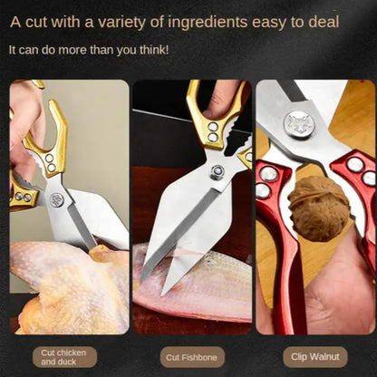 Multifunctional Heavy-Duty Kitchen Shears,Ultra Sharp Stainless Steel Poultry Shears,Multipurpose Food Scissors for Chicken, Meat,Fish, Vegetables,Bone Cutting(Silver)