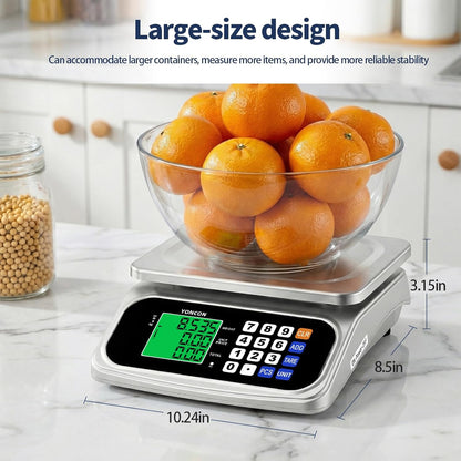 Large Digital Food Scale, 0.05oz/1g Commercial Kitchen Scale with Price Computing & PCS, AA Batteries & DC Plug-in, 30kg/66lb for Cooking, Baking, Fruit, Vegetables & lndustrial Use (Silver)
