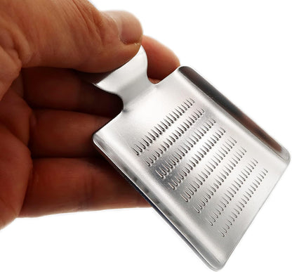 Mini Grater for Small Portion of Whole Nutmeg, Cinnamon Sticks, Fresh Turmeric, Ginger, Garlic, Wasabi, etc. Stainless Steel, Made in Japan Silver 3.6 inch x 2.4 inch x 0.3 inch 00023-110