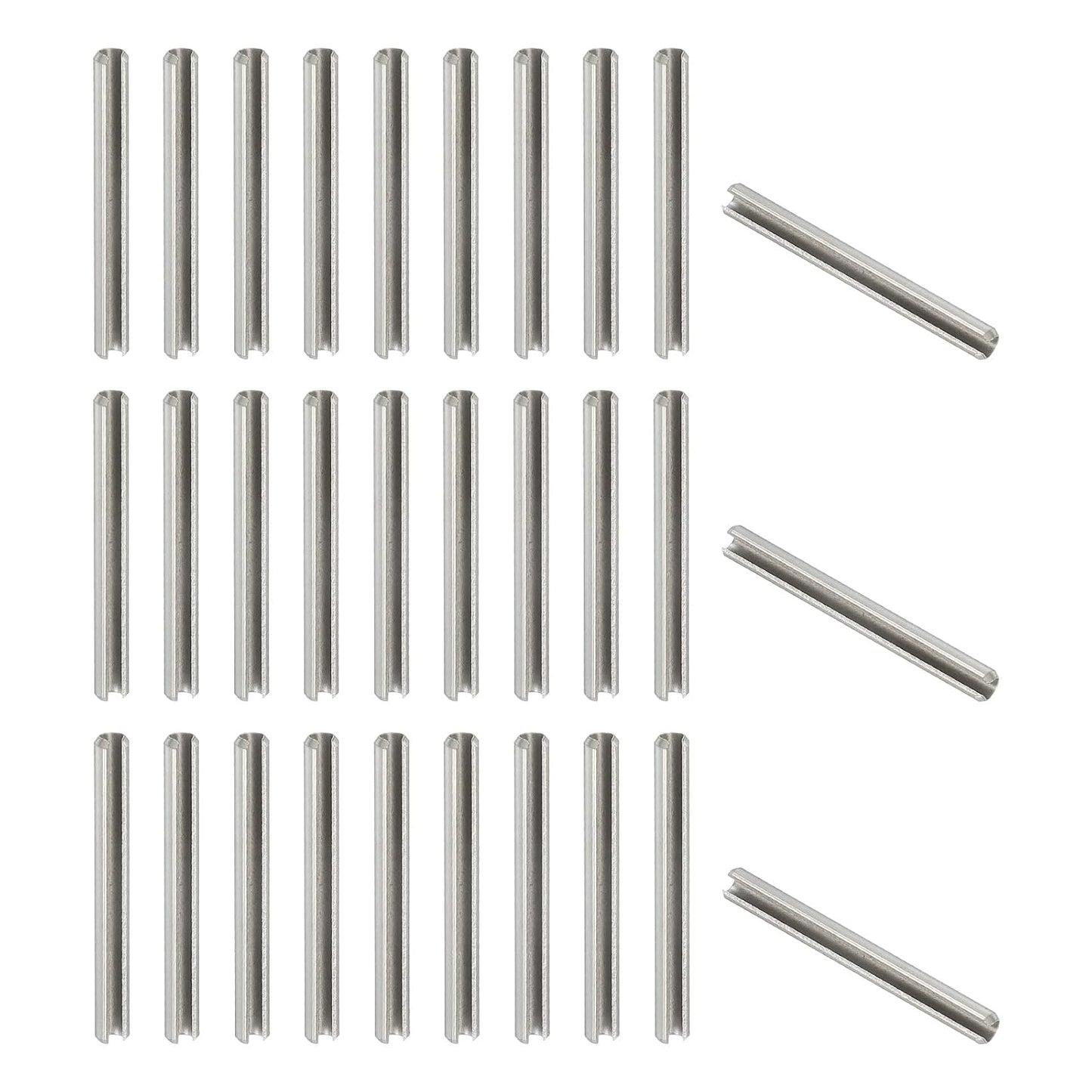 PATIKIL Slotted Spring Pin, 50 Pcs 1/8" x 3/4" (3.2mm x 20mm) 304 Stainless Steel Split Roll Pins Spring Dowel for Home Improvement Automotive Machine Repair, Silver - Colors B
