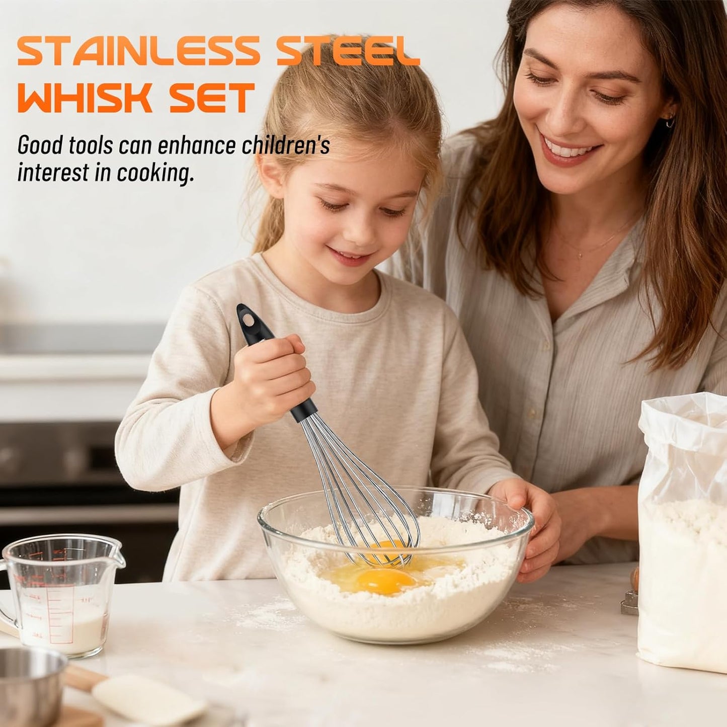 NileHome Silicone Whisk Set 8" 10" 12" Kitchen Whisk Kitchen Wisk Wire Whisks for Cooking, Whisking, Blending, Beating, Stirring-Black 3 Pack