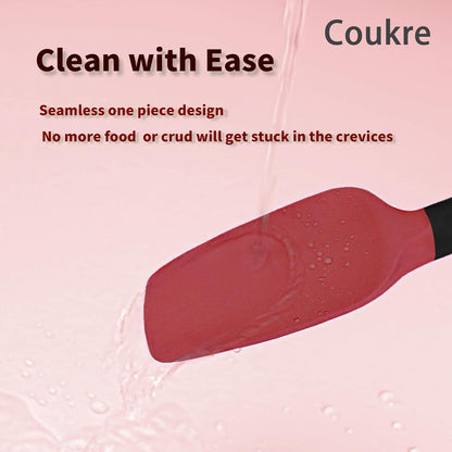 Coukre Silicone Spatula Set of 5,High Temperature Resistant, Food Grade Silicone, Dishwasher Safe, for Baking, Cooking (Aqua Green)