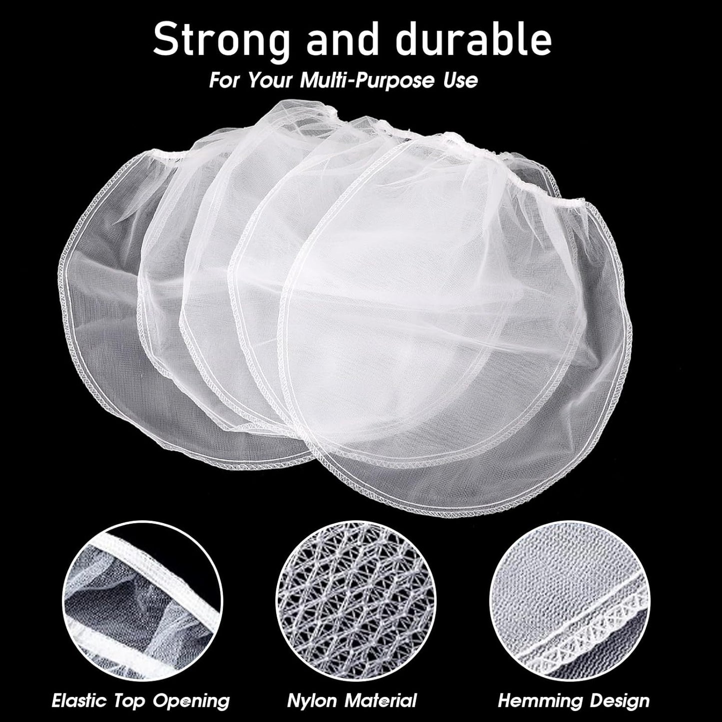 Paint Strainer Bags 1 Gallon Paint Filter Bag White Fine Mesh Disposable Bag Bucket Strainer with Elastic Drawstring Top Opening for Paint Gardening, 5 Pack