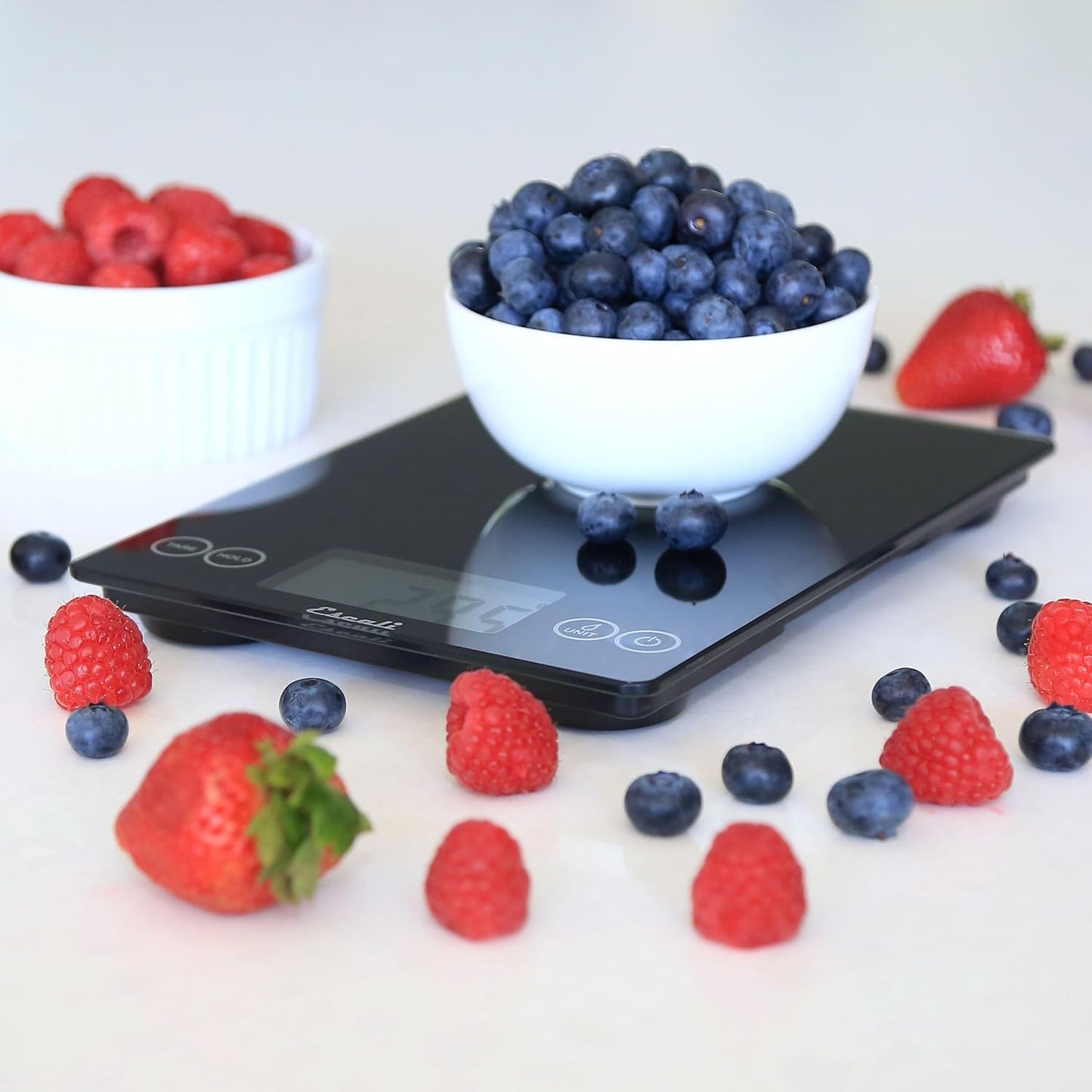 Escali Arti Glass Food Scale Digital Countertop Kitchen, Baking and Cooking Scale with Nutrition and Calorie Counter, 15-Pound Capacity, 9" x 6.5" x .75", Gray Storm