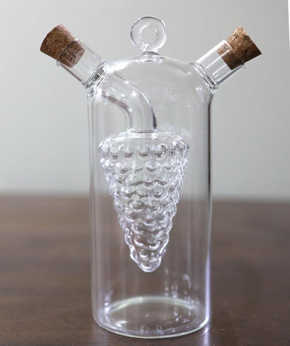 Iconikal 2-in-1 Glass Oil & Vinegar Salad Dressing Cruet Bottle Pourer