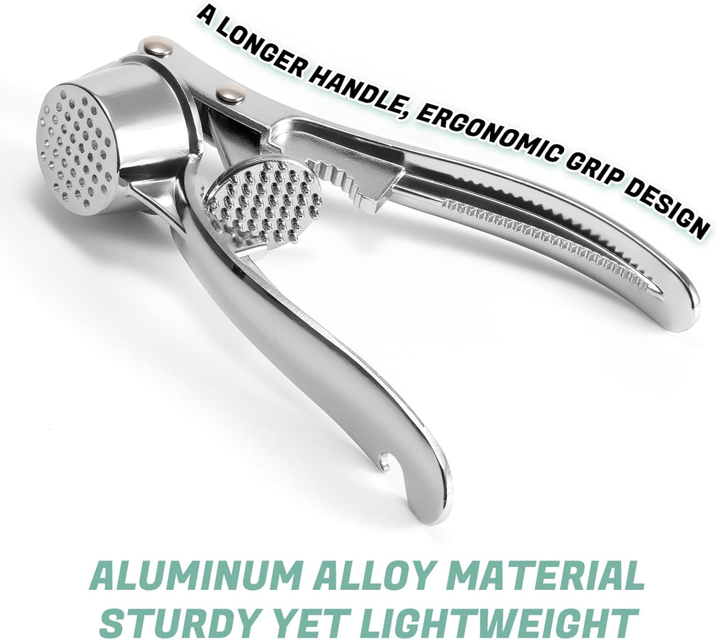 Stainless Steel Garlic Press and Mincer Set, Heavy Duty Garlic Crusher with Ergonomic Handle Rustproof Easy Squeeze Garlic Press Stainless Steel Professional Garlic Mincer Tool for Kitchen Use