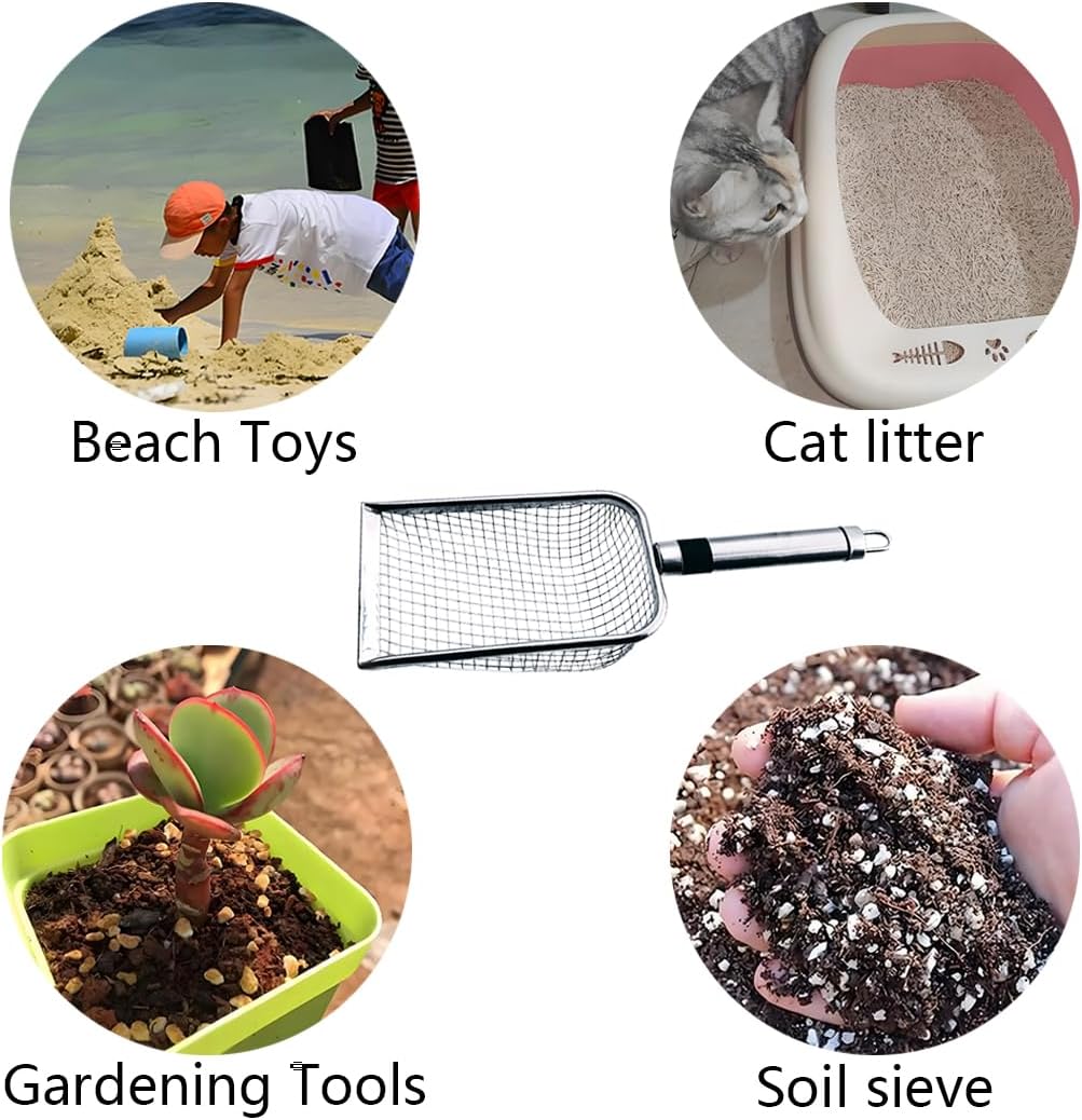 2pcs Gardening Soil Sifter with Stainless Steel Handle Sand Soil Compost Sifter 0.15/0.2 Inch Mesh Screen for Sand,Dirt, Rock,Compost,Filtration