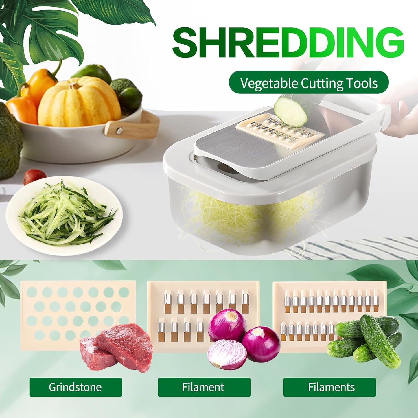Vegetable Chopper with Container, Alligator Veggie Chopper Manual, Full-Set Vegetable Chopper, 9 in 1 Time-Saving Kitchen Gadgets, Verduras Picadora