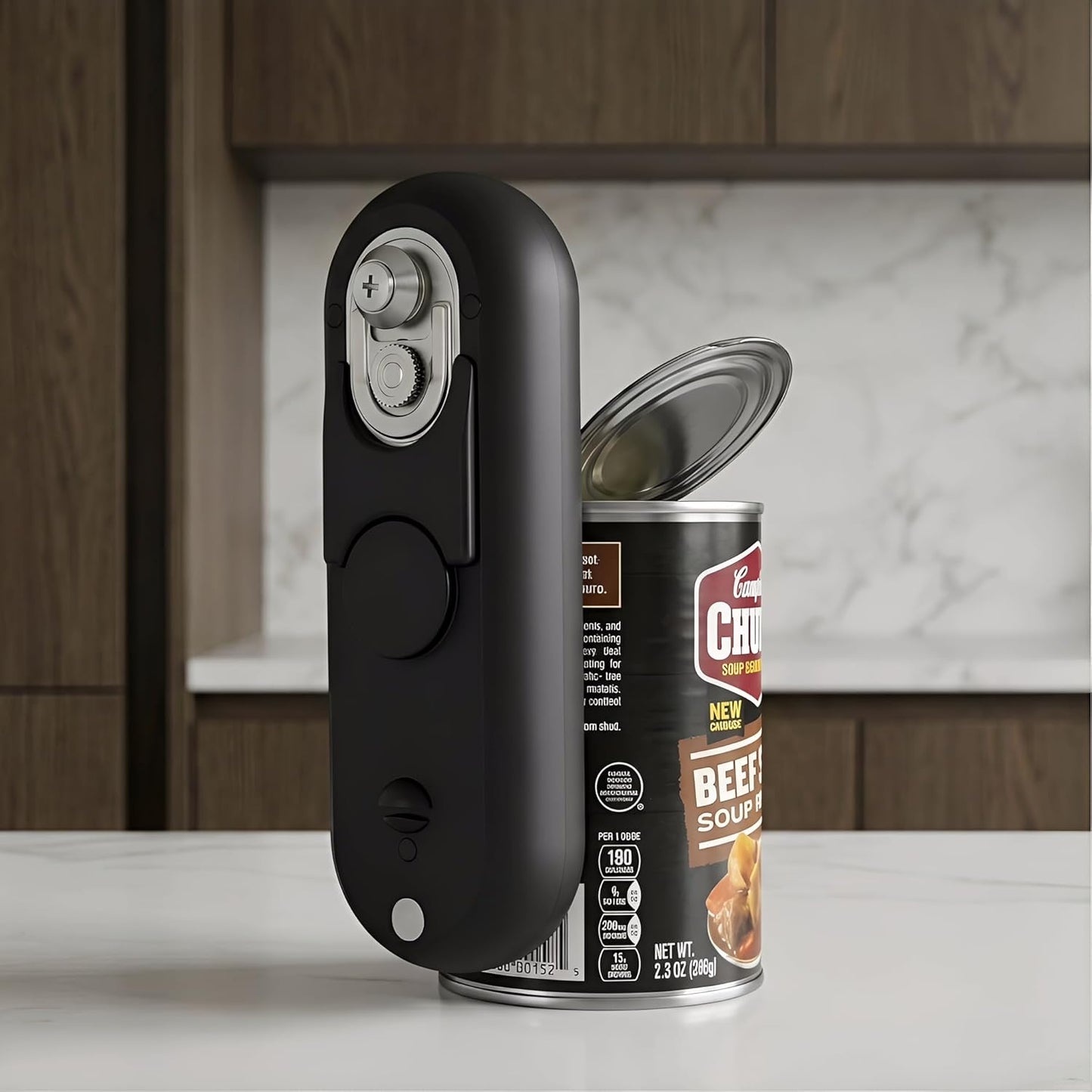 Electric Can Opener-Hands-Free Automatic,USB-C Rechargeable,Smooth Edge Opener for Seniors & Arthritis,120Min Runtime,Wall Mountable (Black)