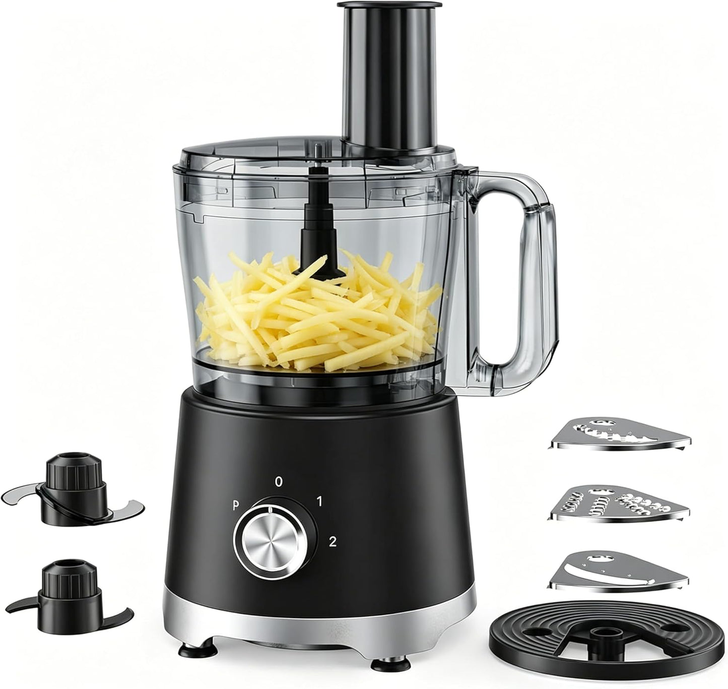 Simple Deluxe Food Processor 10.5 Cup, Multi-Functional Vegetable Choppers Food Grinder with Slicing Shredding Chopping Kneading, Suitable for Smoothie Fruit Dough, 2.6QT, Black