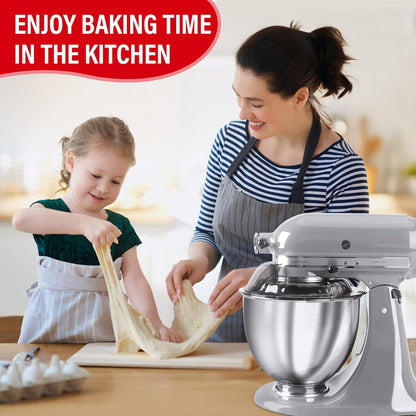 Pouring Shield for KitchenAid Tilt Head 4.5-5 QT (for Stainless Steel Bowls Only), for Kitchen aid Accessories and Attachments, Fully Enclosed Foldable Lid Mixer Bowl Cover & Flour Funnel