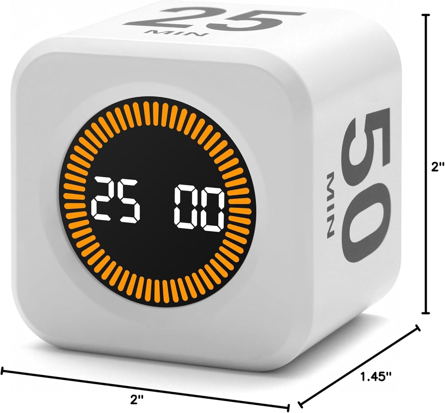 Rotating Productivity Timer 5, 25, 10, 50 Minutes Preset, Desk Cube w/Gravity Sensor for ADHD, Mute Functions, Ideal for Work, Study, Kitchen, Back to School (1, Wood Grain Finish)