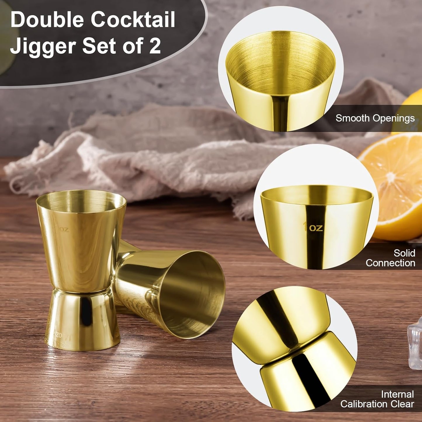 Briout Jigger for Bartending, Double Cocktail Jigger Japanese Premium 304 Stainless Steel Jigger 2 OZ 1 OZ with Measurements Inside