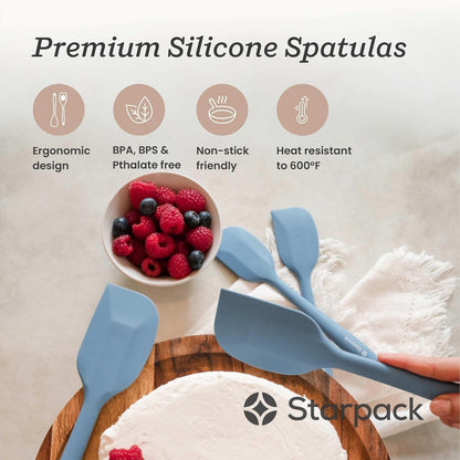 Starpack 'Scrape and Stir' Silicone Rubber Spatula Set (4-Piece) - LFGB Non Toxic, 600°F Heat Resistant, BPA-Free, One-Piece Kitchen Baking Spatulas - Dishwasher Safe for Nonstick Cookware Earthy Pink