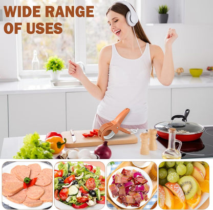Multifunctional Fruit and Vegetable Slicer, Cucumber Divider, Press & Cut, Stainless Steel Blades, Ideal for Bananas, Cucumbers, Carrots, Peppers, Sausages (Green)
