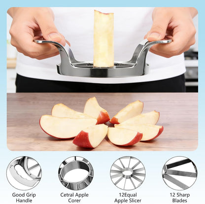 Apple Slicer,8 Blade Extra Large Apple Corer, Heavy Duty Stainless Steel Apple Cutter and Divider，Easy to Use, Time-Saving,Kitchen Tool (8 Blades)