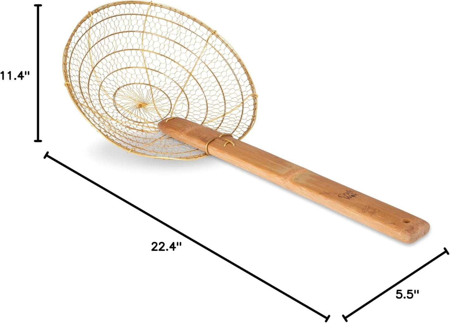 Craft Wok Small 6-Inch Brass Mesh Strainer/Spider Skimmer Zhao Li, Robust & Elegant Kitchen Tool for Frying & Straining, Authentic Oriental Cookware - / 732W7