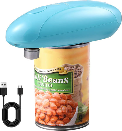 Can Opener Electric - Upgraded One-Touch Automatic, Smooth Edge, USB-C Rechargeable, Perfect for Seniors (Black)