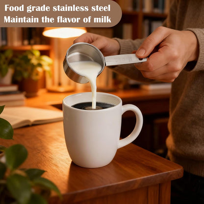 4 Pcs 1/4 Inch Cup Scoop, Stainless Steel 2 oz Measuring Cup, 60ml Metal Coffee Measuring Cup for Cooking, Baking, Kitchen Wet and Dry Ingredients, Dishwasher Safe, Comfortable Hand Feel