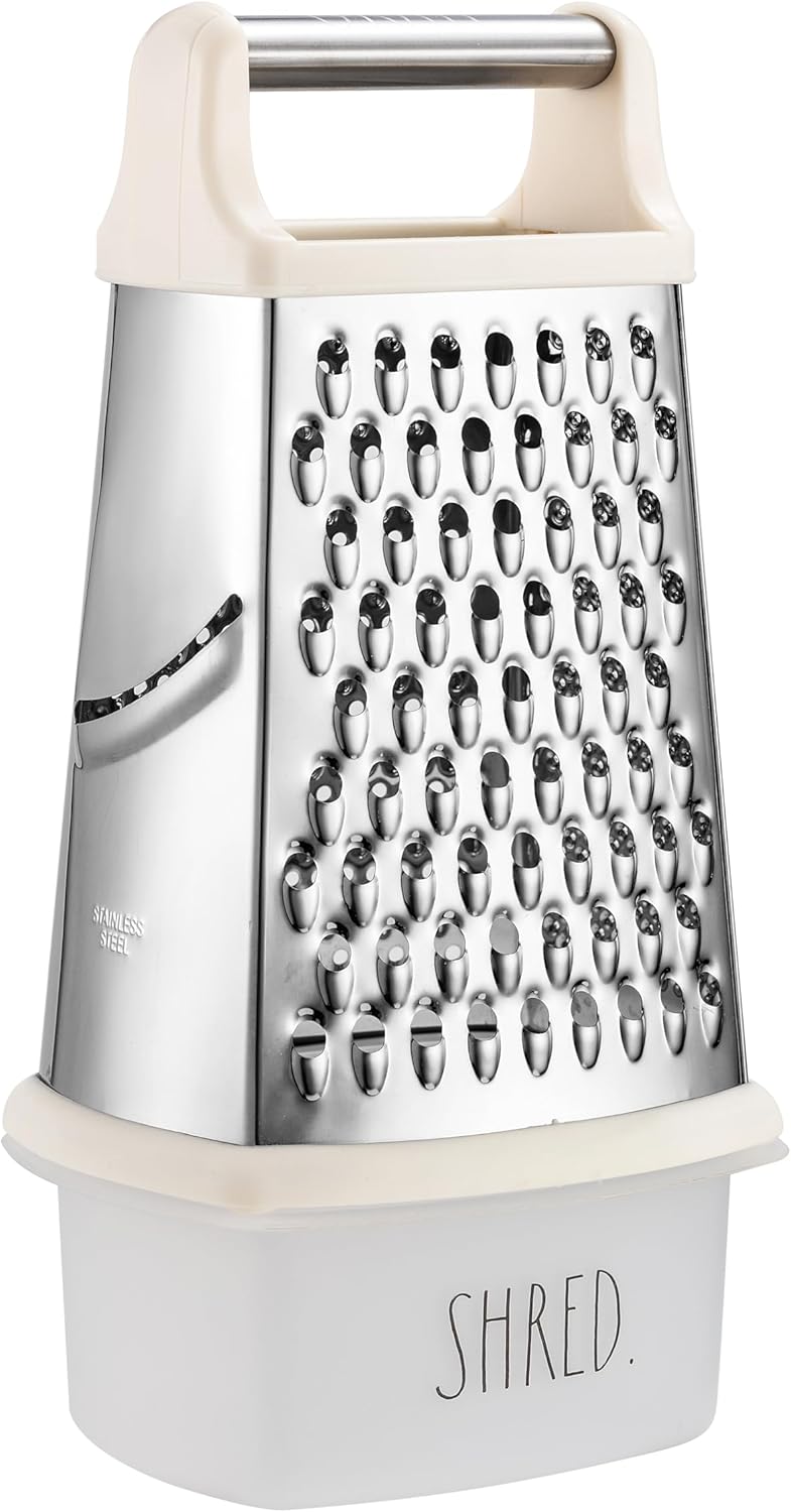 Rae Dunn Everyday Collection Multifunction Grater- Stainless Steel Grater and Zester for Cheese, Spices, Vegetables, Cream