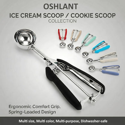 Ice Cream Scoop, 18/8 Stainless Steel Cookie Scoop, Cookie Scoops for Baking, 2 Tbsp/ 30 ml/ 1 oz Cookie Dough Scoop, Ice Cream Scooper with Trigger Release, Cookie Scooper for Baking