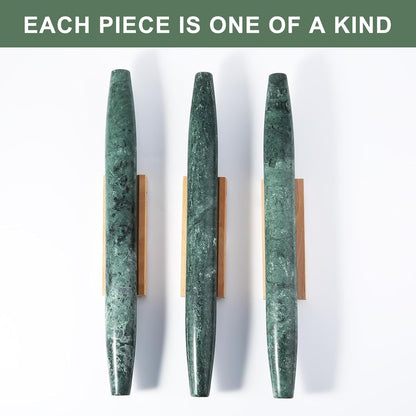 Marble French Rolling Pin for Baking, 12 Inch Non Stick Polished Rolling Pin for Dough, Heavy Dough Roller for Fondant Pizza Pie Crust Cookie Pastry Bread, Kitchen Baking (Indian Green)