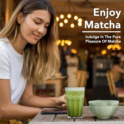 Matcha Whisk Set, Perfect Matcha Kit for Matcha Lovers Includes Ceramic Bowl, Bamboo Whisk, Holder, Scoop, Sifter & Cloth - 7 Pcs Matcha Kit
