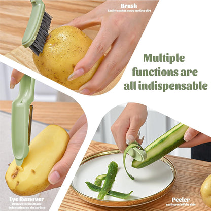 Vegetable Brush Scrubber for Food,2-in-1 Veggie Wash Brush with Peeler and Detachable Design