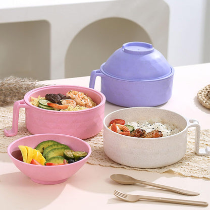 Microwave Ramen Bowl,Microwave Ramen Cooker with Lid,Plastic Mixing Salad Pasta Fruit Rice Cereal Instant Noodles Soup Maker Plate Bowls Set Kitchen College Dorm Room Essentials,Purple
