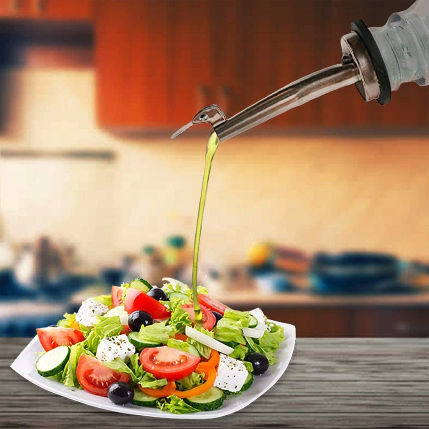 Axe Sickle 2 Pcs Oil Spout Liquor Bottle Pourer Spouts Stainless Steel Speed Pour Spouts Olive Oil Dispenser Spout for About 3/4" Bottle Mouth, with Flip Top