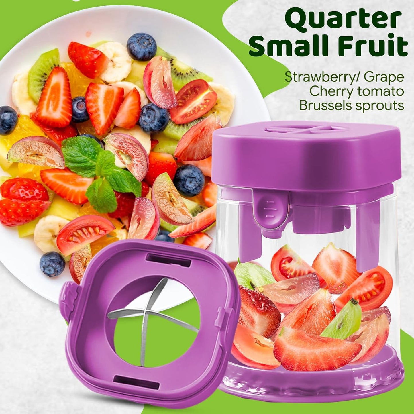 Small Fruit Cutter, Creative Strawberry & Grape Slicer, Quickly Making Fruit Vegetable Salad (Black)