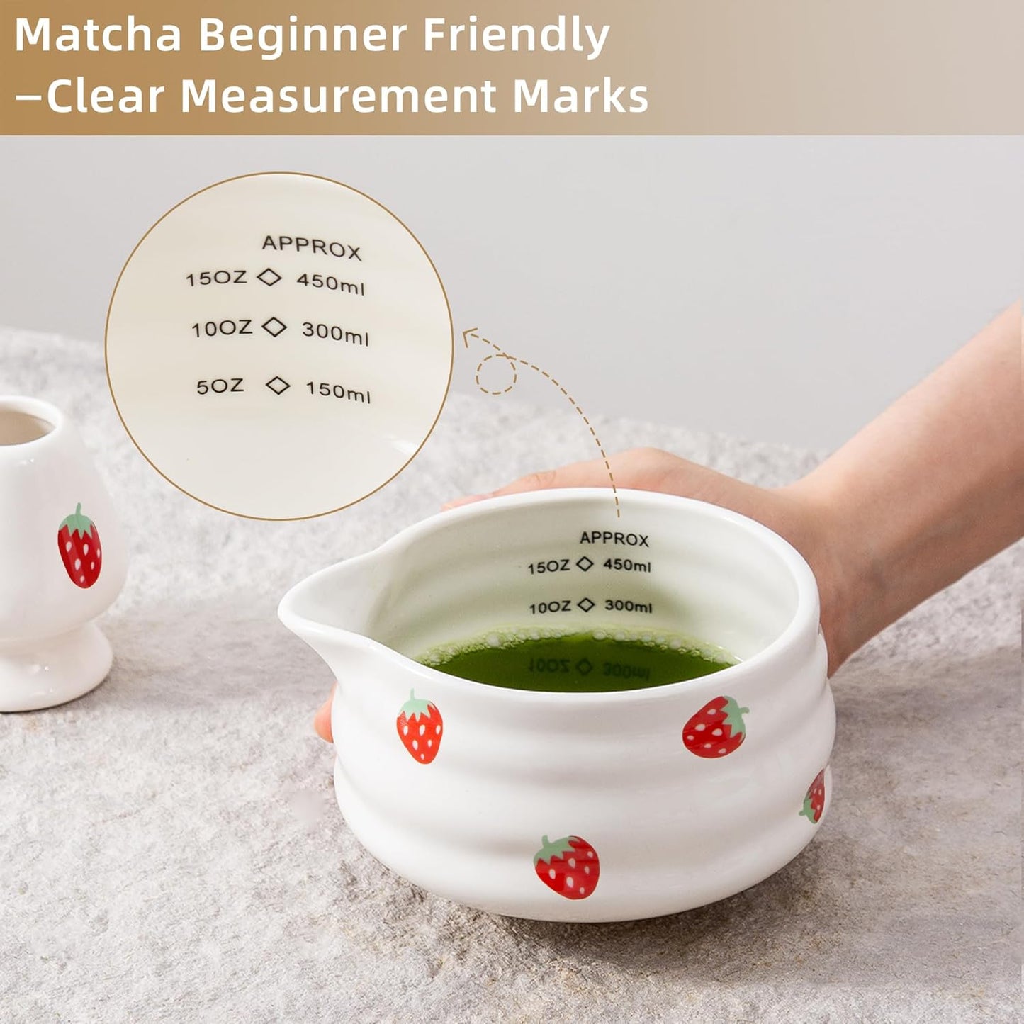 5pcs Premium Matcha Set,Ceramic Bowl with Spout and Bamboo Whisk set, Ceremonical Matcha Kit for breakfast/latte,Tea Starter Making Kit,Unique Matcha Gift set (pink love)