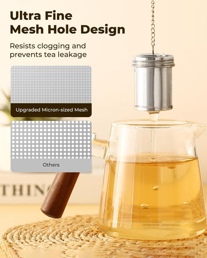 House Again Large Tea Infuser, Extra Fine Mesh Tea Strainers for Loose Tea, 18/8 Stainless Steel Tea Strainer with Extended Chain Hook, Tea Steeper for Brew Tea, Spices & Seasonings, for Multi Cups